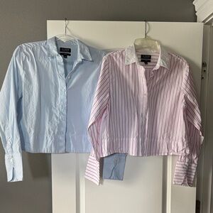 J crew organic cotton garçon crop button up shirt- size 6